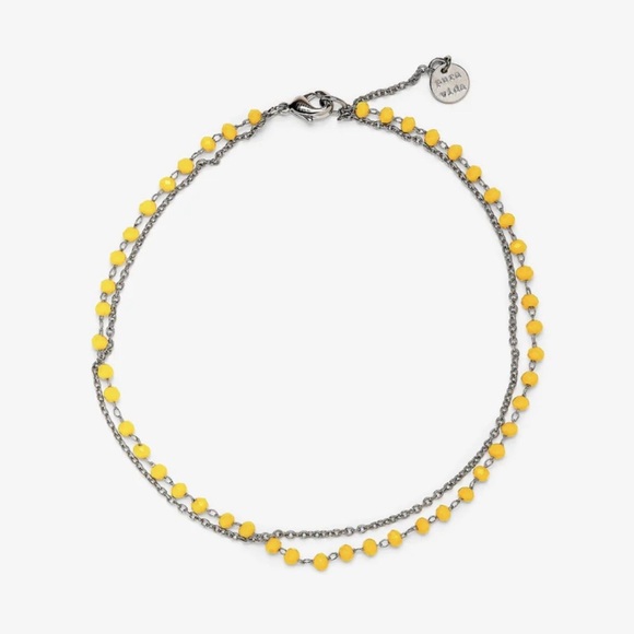 NWT Pura Vida Neon Rosary Chain Silver Anklet Yellow - Picture 2 of 3
